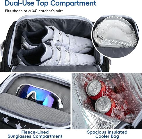 Catchers Gear Bag, 80L Baseball/Softball Backpack Holds 2 Sets of Gear with Shoe Compartment, Helmet Holder & Cooler Pocket in Saudi Arabia