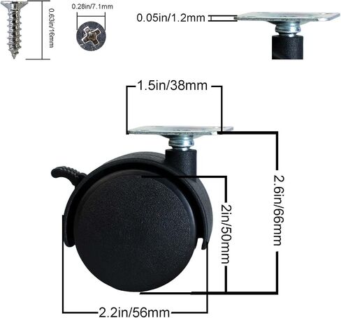 1.5 Inch Caster Wheels Replacement Universal Small Swivel Rollers for Furniture Filing Cabinet Desk Table Drawer Cart Box shelf, 4 Pack 360 Degree Rolling Top Mounted Screw In Plate Castors in Kuwait