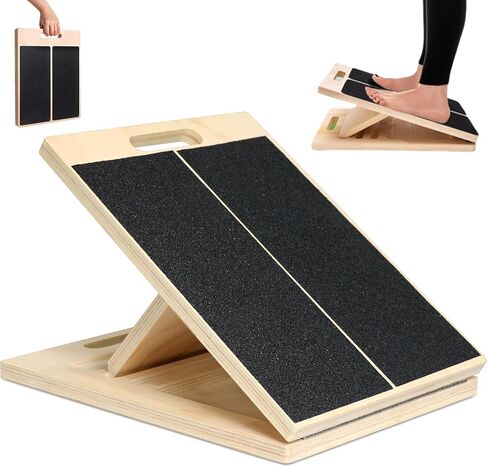 Portable Wooden Slant Board for Calf Stretching Squats Calf Stretcher Pilates Physical Therapy Equipment Adjustable Incline Board for Knees Ankle Heel Feet Leg in Kuwait
