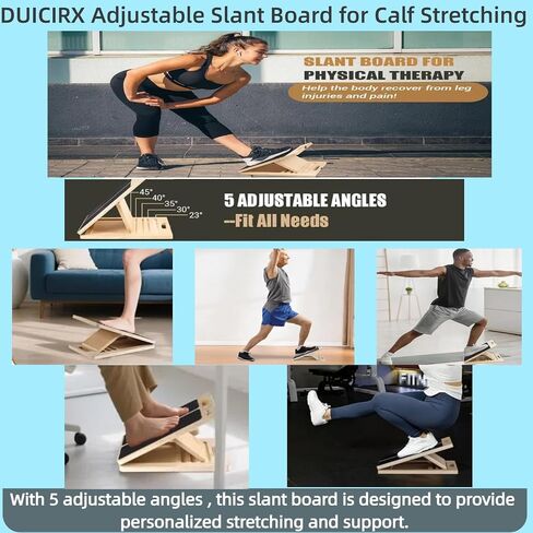 Portable Wooden Slant Board for Calf Stretching Squats Calf Stretcher Pilates Physical Therapy Equipment Adjustable Incline Board for Knees Ankle Heel Feet Leg in Kuwait