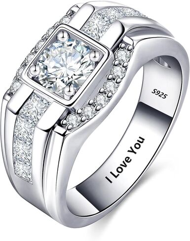 خواتم المشاركة Moissanite Band Band 925 Sterling Silver 14k /White Gold Promated Breats For له 0.8CT Round Cut Cut Miniversary Gifts Size 8-12 in Saudi Arabia