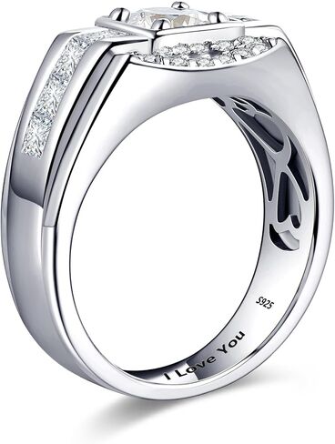 خواتم المشاركة Moissanite Band Band 925 Sterling Silver 14k /White Gold Promated Breats For له 0.8CT Round Cut Cut Miniversary Gifts Size 8-12 in Saudi Arabia