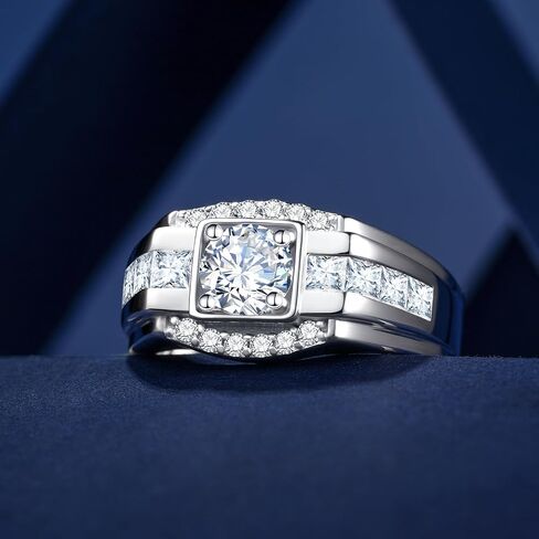 خواتم المشاركة Moissanite Band Band 925 Sterling Silver 14k /White Gold Promated Breats For له 0.8CT Round Cut Cut Miniversary Gifts Size 8-12 in Saudi Arabia