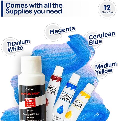 Painting4Real DIY Painting Kits for Adults and Kids with Video Tutorials: Learn to Paint Cherries – How to Paint with Acrylic Paint Kit – Painting & Art Supplies Kit – 9 Piece Acrylic Paint Set in Saudi Arabia