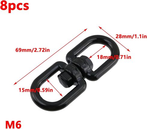 Antrader M8 Double Ended Swivel Eye Hook,4Pcs Double Eye Swivel 304 Stainless Steel Swivel Ring Double Ended Swivel Eye Hook,Black in Kuwait