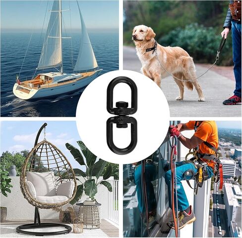 Antrader M8 Double Ended Swivel Eye Hook,4Pcs Double Eye Swivel 304 Stainless Steel Swivel Ring Double Ended Swivel Eye Hook,Black in Kuwait