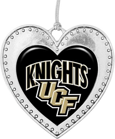 UCF Central Florida Knights Christmas Heart Shape Silver Metal Ornament Gift Tree Decoration in Saudi Arabia