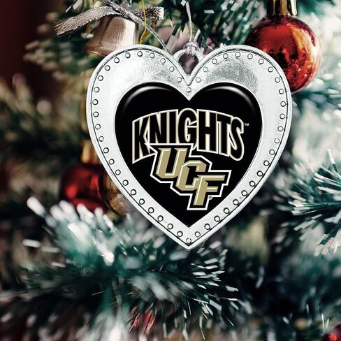UCF Central Florida Knights Christmas Heart Shape Silver Metal Ornament Gift Tree Decoration in Saudi Arabia