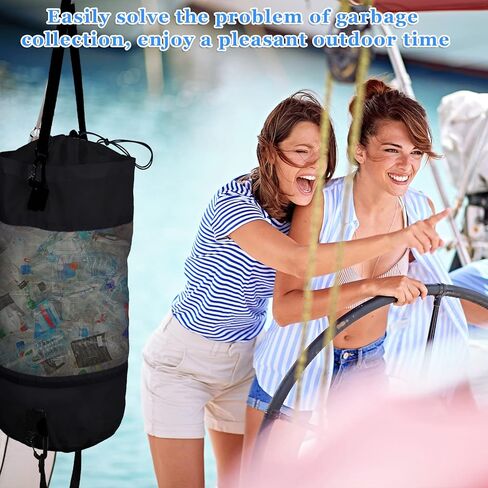 Portable Boat Trash Bag Reusable Container Outdoor Medium Hoop Mesh Trash Bags Reusable Garbage Container Cabin Storage for Men Women Adults Kayak Camper Fishing Sea Printed Marine in Kuwait