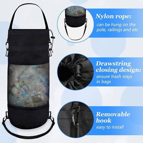 Portable Boat Trash Bag Reusable Container Outdoor Medium Hoop Mesh Trash Bags Reusable Garbage Container Cabin Storage for Men Women Adults Kayak Camper Fishing Sea Printed Marine in Kuwait