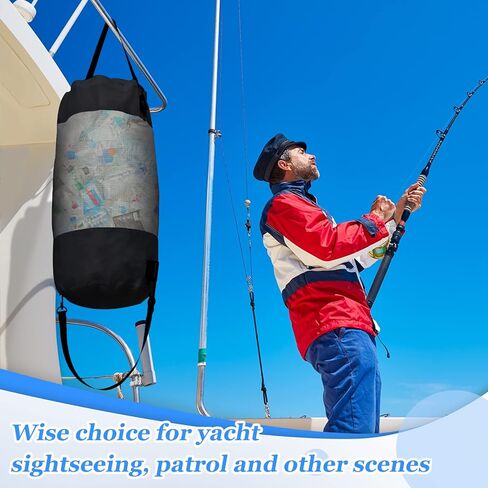 Portable Boat Trash Bag Reusable Container Outdoor Medium Hoop Mesh Trash Bags Reusable Garbage Container Cabin Storage for Men Women Adults Kayak Camper Fishing Sea Printed Marine in Kuwait