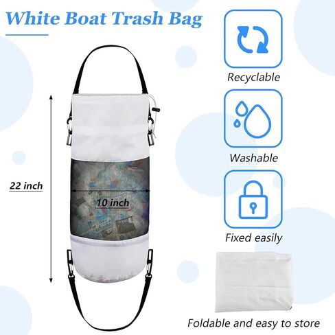 Portable Boat Trash Bag Reusable Container Outdoor Medium Hoop Mesh Trash Bags Reusable Garbage Container Cabin Storage for Men Women Adults Kayak Camper Fishing Sea Printed Marine in Kuwait