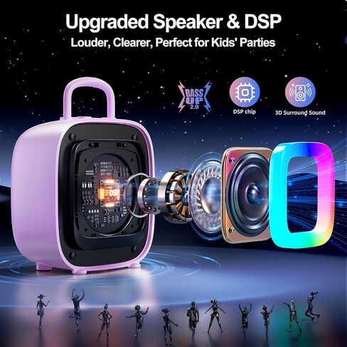 Kinglucky Kid-Friendly Design Karaoke Machine for Kids with 2 Microphones (2025 Upgrade) Gifts for Girls Most Popular 3-12 Year Old Girl Gifts 3 4 5 6 7 8 9 10 11 12 Year Old Girl Birthday Gift Purple in Kuwait