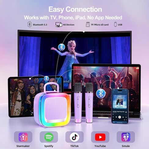 Kinglucky Kid-Friendly Design Karaoke Machine for Kids with 2 Microphones (2025 Upgrade) Gifts for Girls Most Popular 3-12 Year Old Girl Gifts 3 4 5 6 7 8 9 10 11 12 Year Old Girl Birthday Gift Purple in Kuwait