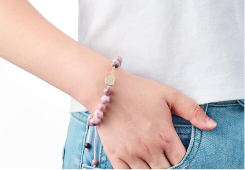 Adjustable Pickleball Bracelet with Crystal Paddle Charm, Pink and Black Beaded Design, Sports Jewelry Gift in Kuwait