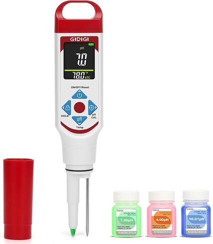pH Meter Food Digital Electronic pH Tester for Fermentation 3*50ml pH Buffer Calibration Solution Kits Hot Sauce Food Tester Probe for Cheese Sourdough pH Temperature pH Test Strips for Acidity in Kuwait
