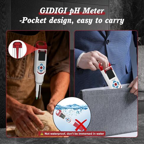 pH Meter Food Digital Electronic pH Tester for Fermentation 3*50ml pH Buffer Calibration Solution Kits Hot Sauce Food Tester Probe for Cheese Sourdough pH Temperature pH Test Strips for Acidity in Kuwait