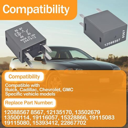 Relay 12088567 8567 (Pack of 6), High-Performance Automotive Relay 12088567 Compatible for Buick Cadillac Chevrolet GMC, Replacement for 68083380AA, 13500114, 19116057, 15328866 in Saudi Arabia