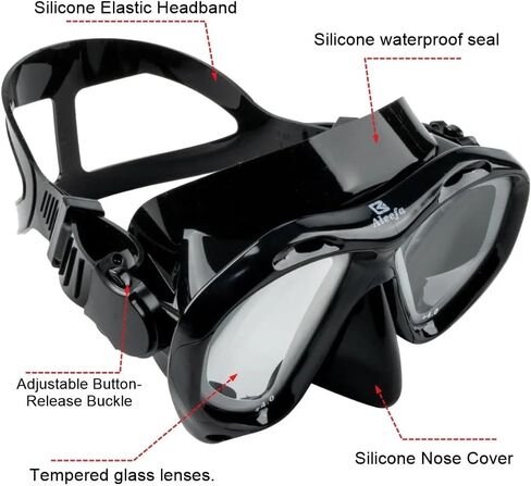 +2.0 إلى +5.0 ، فإن قناع الغوص المفرط من فرط الأوعية يبعث على النظر مع العدسات الزجاجية المقسمة ، والعتاد للرجال نساء in Kuwait