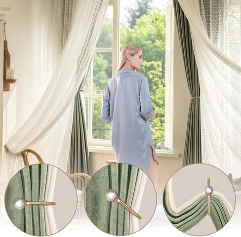 Gold Plastic Pearl U-Shaped Curtain Tie-Backs with Screws, Wall-Mounted Hooks for Home Office Curtains (Pack of 2) in Saudi Arabia