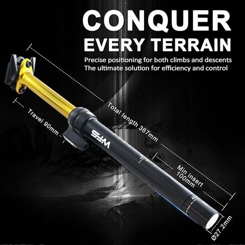 WFS Vresa Dropper Seatpost 30.9mm x 410mm, 125mm Travel, Remote, External Cable Routing, Gold – Lightweight Alloy Build in Kuwait