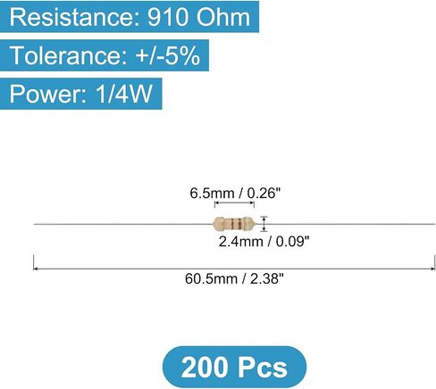 Yokive 200 PCS 1/4W (0.25 واط) 10 أوم 5 ٪ مقاوم أفلام الكربون ، فيلم كربون واحد مقاوم ثابت | رائع للأجهزة الإلكترونية DIY ولوحات الدوائر وأجهزة الاستشعار in Saudi Arabia
