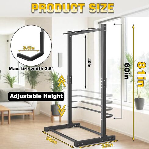 Ultrawall Freestanding Bike Rack, Vertical Bike Storage Stand for Garage, Indoor Bicycle Organizer, Holds Up to 4 Bikes in Saudi Arabia