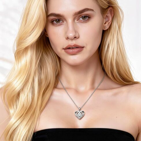 Moissanite necklace for women, 1-3 carat moissanite heart necklace with"I LOVE YOU"S925 sterling silver jewelry necklace,birthday gifts for wife, also a holiday gifts for girlfriend, mother, daughter in Saudi Arabia