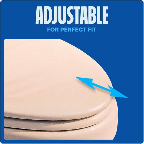 Premium Elongated Toilet Seat with Slow-Close Design & Adjustable Hinges - Molded Wood Toilet Seat - Fits Standard Elongated Toilets - Oval Seat in White in Kuwait