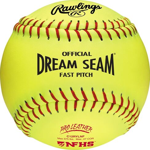Rawlings Rawlings | Official NFHS Pro Leather Dream Seam Fastpitch Softballs | C12RYLNF | 12" | Multiple Count Options in Saudi Arabia