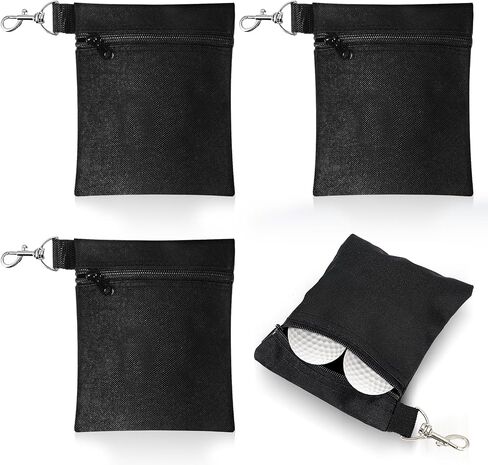 3Pcs Golf Tee Bags 5.51x 6.69 inch Golf Valuables Pouch with Metal Lobster Claw Clip Golf Accessories Bag for Valuables Holder Men Women (Black) in Saudi Arabia