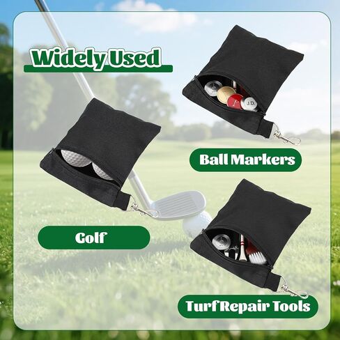 3Pcs Golf Tee Bags 5.51x 6.69 inch Golf Valuables Pouch with Metal Lobster Claw Clip Golf Accessories Bag for Valuables Holder Men Women (Black) in Saudi Arabia