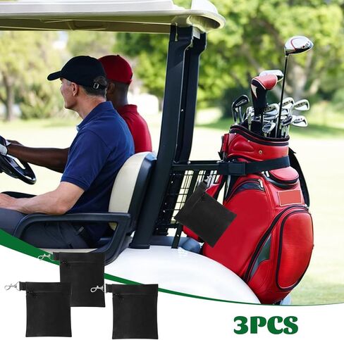 3Pcs Golf Tee Bags 5.51x 6.69 inch Golf Valuables Pouch with Metal Lobster Claw Clip Golf Accessories Bag for Valuables Holder Men Women (Black) in Saudi Arabia