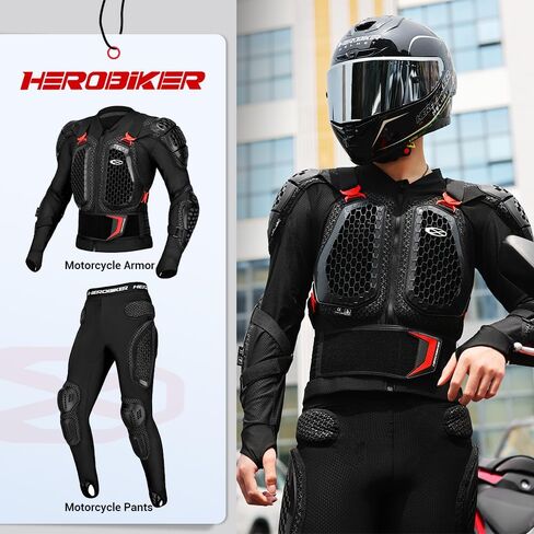 Motorcycle Body Armor Protective Gear Suit- Breathable Mesh, Lightweight Flexible, Thickened Safety Protector for Cycling Sports & Skiing (Red, M) in Saudi Arabia
