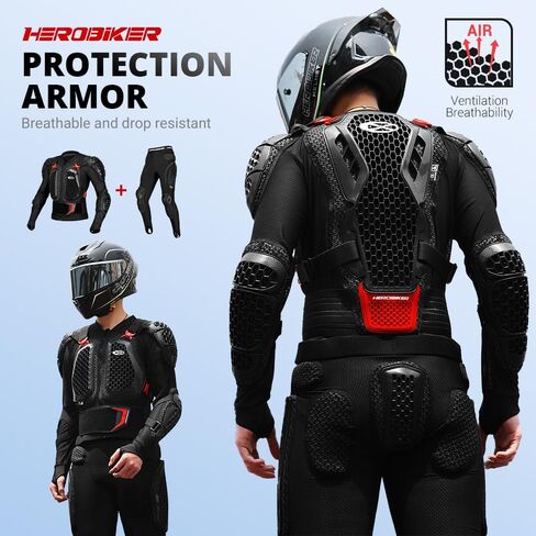 Motorcycle Body Armor Protective Gear Suit- Breathable Mesh, Lightweight Flexible, Thickened Safety Protector for Cycling Sports & Skiing (Red, M) in Saudi Arabia
