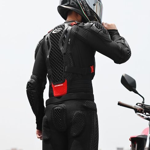 Motorcycle Body Armor Protective Gear Suit- Breathable Mesh, Lightweight Flexible, Thickened Safety Protector for Cycling Sports & Skiing (Red, M) in Saudi Arabia