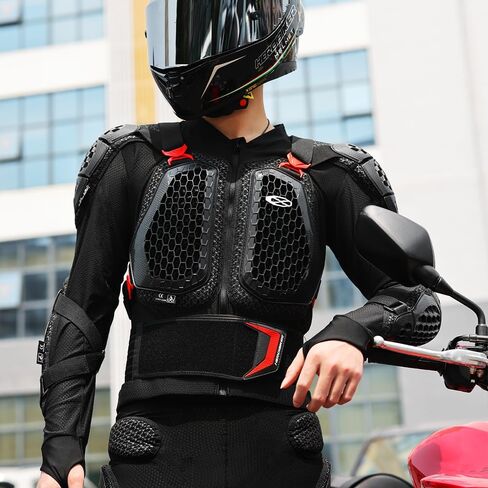 Motorcycle Body Armor Protective Gear Suit- Breathable Mesh, Lightweight Flexible, Thickened Safety Protector for Cycling Sports & Skiing (Red, M) in Saudi Arabia