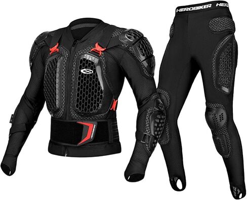 Motorcycle Body Armor Protective Gear Suit- Breathable Mesh, Lightweight Flexible, Thickened Safety Protector for Cycling Sports & Skiing (Black, XXL) in Saudi Arabia
