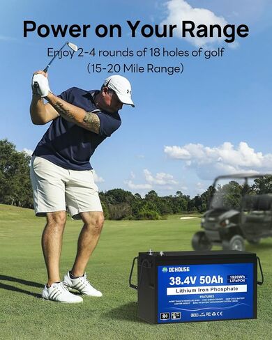 DC HOSUE 36V 50AH Lithium Golf Carts Battery,Lifepo4 Battery with 36V 25A Charger, Built-in 2C 100A Bluetooth BMS, Low Temperature Cut Off for Golf Carts under 3KW, Trolling Motors, Boat, RVs in Saudi Arabia