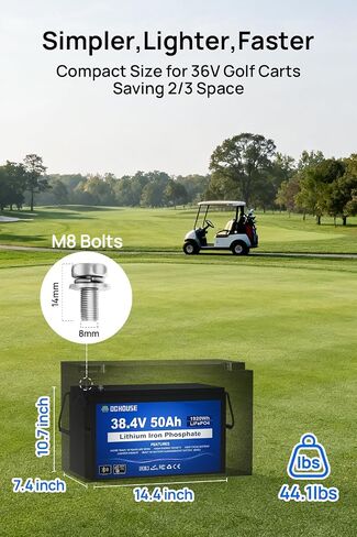 DC HOSUE 36V 50AH Lithium Golf Carts Battery,Lifepo4 Battery with 36V 25A Charger, Built-in 2C 100A Bluetooth BMS, Low Temperature Cut Off for Golf Carts under 3KW, Trolling Motors, Boat, RVs in Saudi Arabia