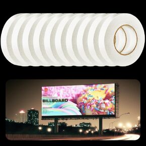 Geyoga 6 Rolls Total 984 FT Banner Banner Hem Tape مزدوج من جانب كل 1 "× 164 قدم شريط لافتة لافتة فينيل ، أبيض in Saudi Arabia