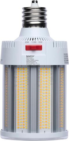 Satco LED Corncob Lamp 150W/115W/80W 450W HID Equivalent 3000K/4000K/5000K Field Selectable EX39 Mogul Extended Base 120-277V – Part S23134 (2 Pack) in Saudi Arabia
