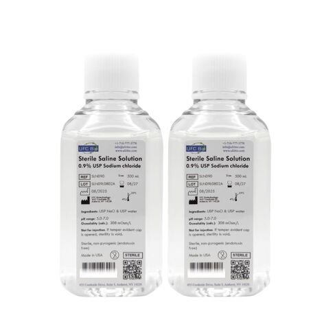 Sterile Saline Solution 0.9% – USP Grade - Multi-Use Wound Wash, Piercing & Tattoo Aftercare – Made in USA - 500 mL in Kuwait