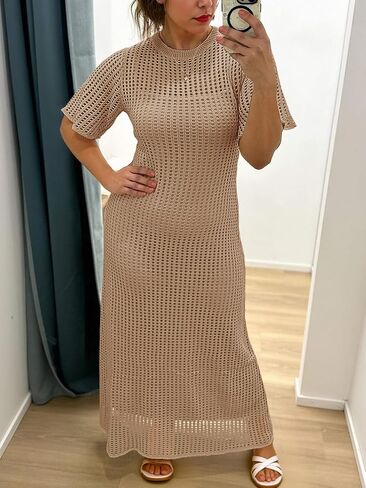 Fisoew Womens Swimsuit تستر فوق ثوب العيينة صيف 2 قطعة جوفاء خارج الفساتين Maxi in Saudi Arabia