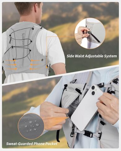 Sportsnew Running Vest for Women Men, Lightweight 10L Hydration Backpack with Waterproof Phone Pocket, Hydration Pack with Water Bladder for Hiking Trail in Kuwait
