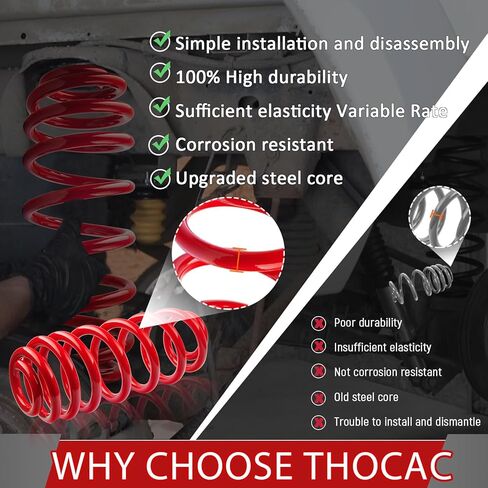 ملفات لفائف خلفية ثقيلة للخدمة الثقيلة لـ escalade/avalanche/suburban/tahoe/yukon xl - upgrate 70 ٪ زيادة في معالجة الحمل مجموعة متغيرات ملف النوابض عند ارتفاع ركوب الأسهم 2pcs ، الأسود in Kuwait