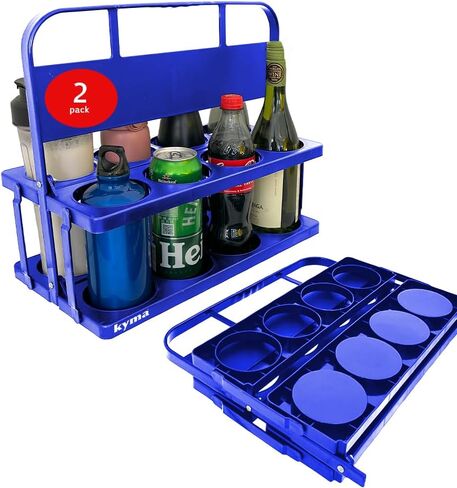 8 Bottle Drink Carrier with Handle – Foldable Drink Caddy for Team Sports, Grubhub, Uber Eats – Fits 24–32 oz Bottles (Black, 2-Pack) in Saudi Arabia