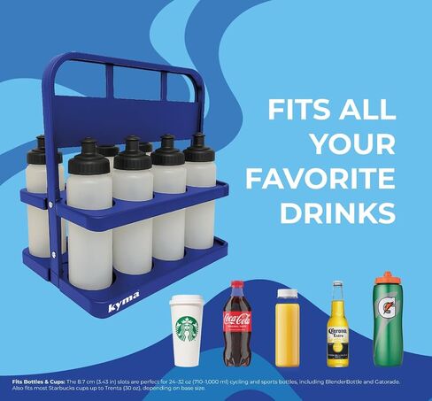 8 Bottle Drink Carrier with Handle – Foldable Drink Caddy for Team Sports, Grubhub, Uber Eats – Fits 24–32 oz Bottles (Black, 2-Pack) in Saudi Arabia