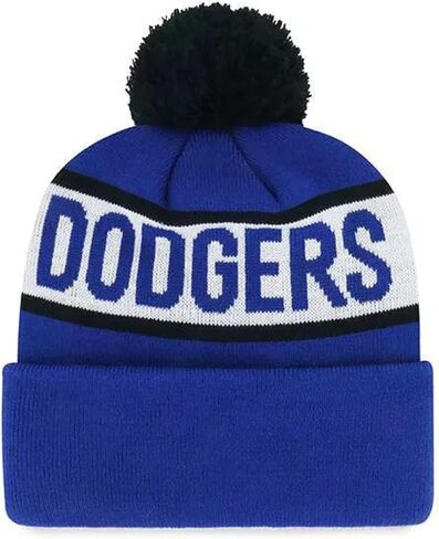 Officially Licensed Los Angeles Baseball Blue/White Cuffed Knit Black Pom Beanie Hat Classic Primary Home LA Embroidered Team Logo Winter Sports Cap in Saudi Arabia