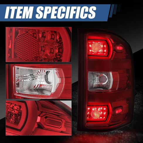 Auto Dynasty LED Tail Light Assembly Rear Taillamp with Brake Light Side Marker Compatible with 2007-2014 Chevy Silverado 1500 2500 3500 HD, Driver and Passenger Side, Black Housing Smoked Lens in Saudi Arabia